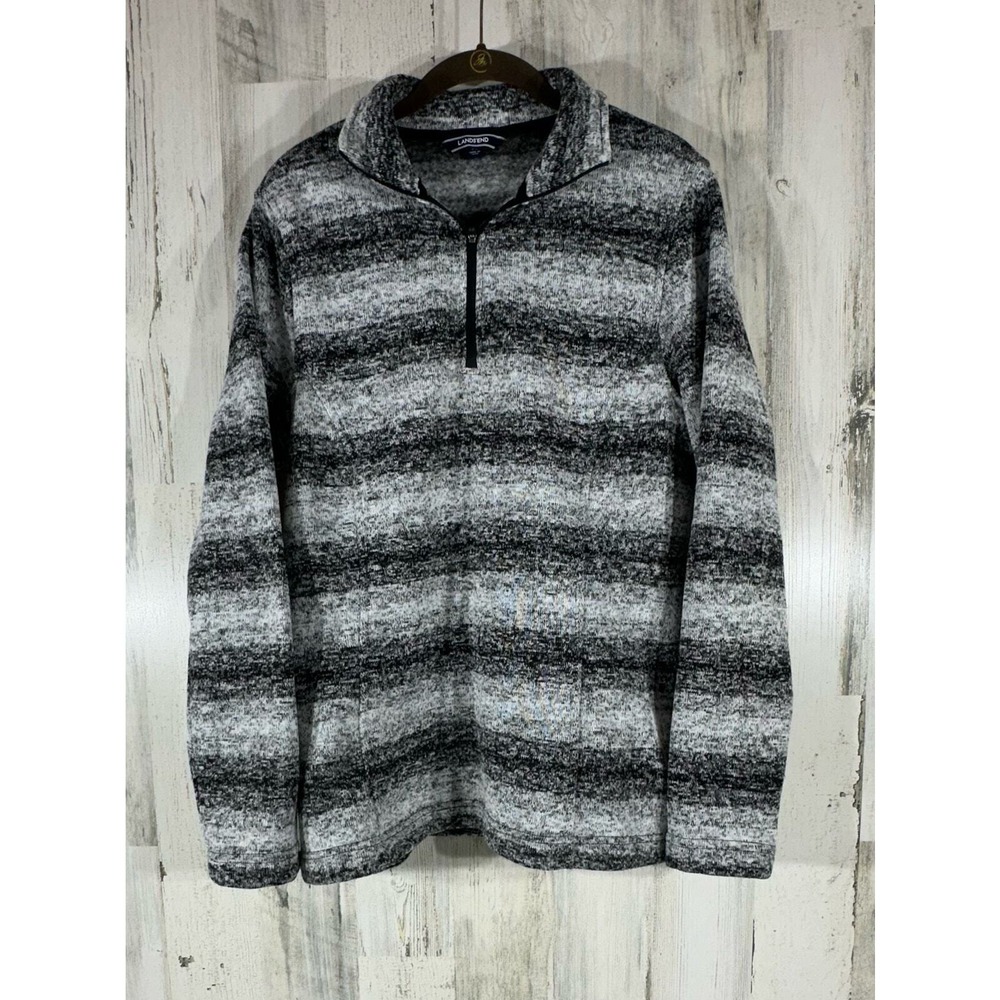 Lands End 1/4 Zip Fleece Pullover Size S/T Gray Black Ombre Gorpcore Outdoors